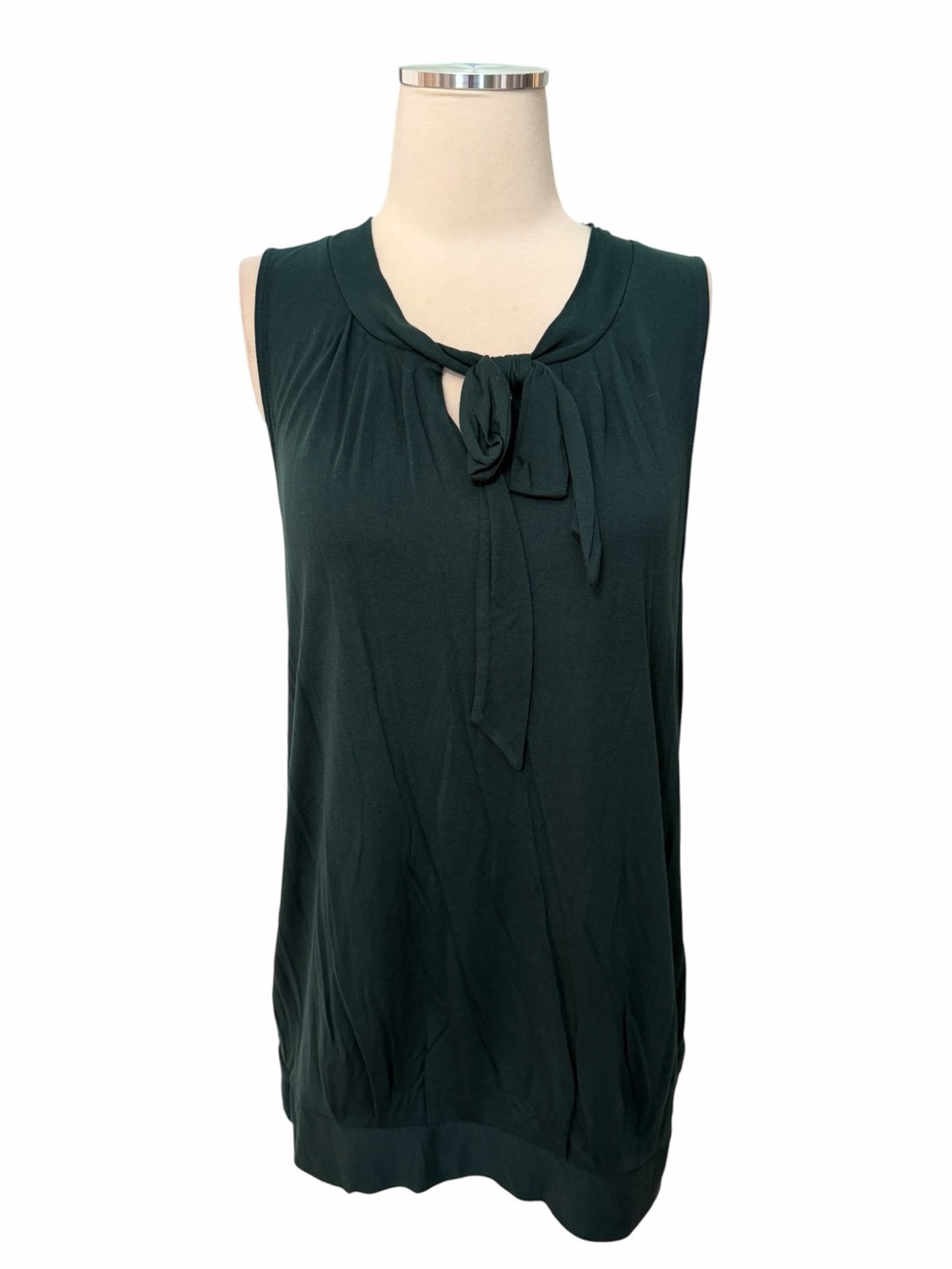NWT TALBOTS Forest Green Sleeveless Tie-Neck Top Sz LP